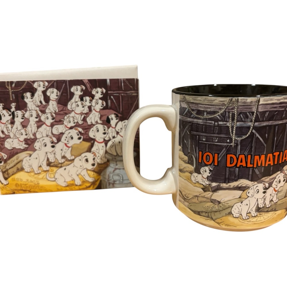 Collectible 1990s Disney 101 Dalmatians Mug - Black, White, and Orange